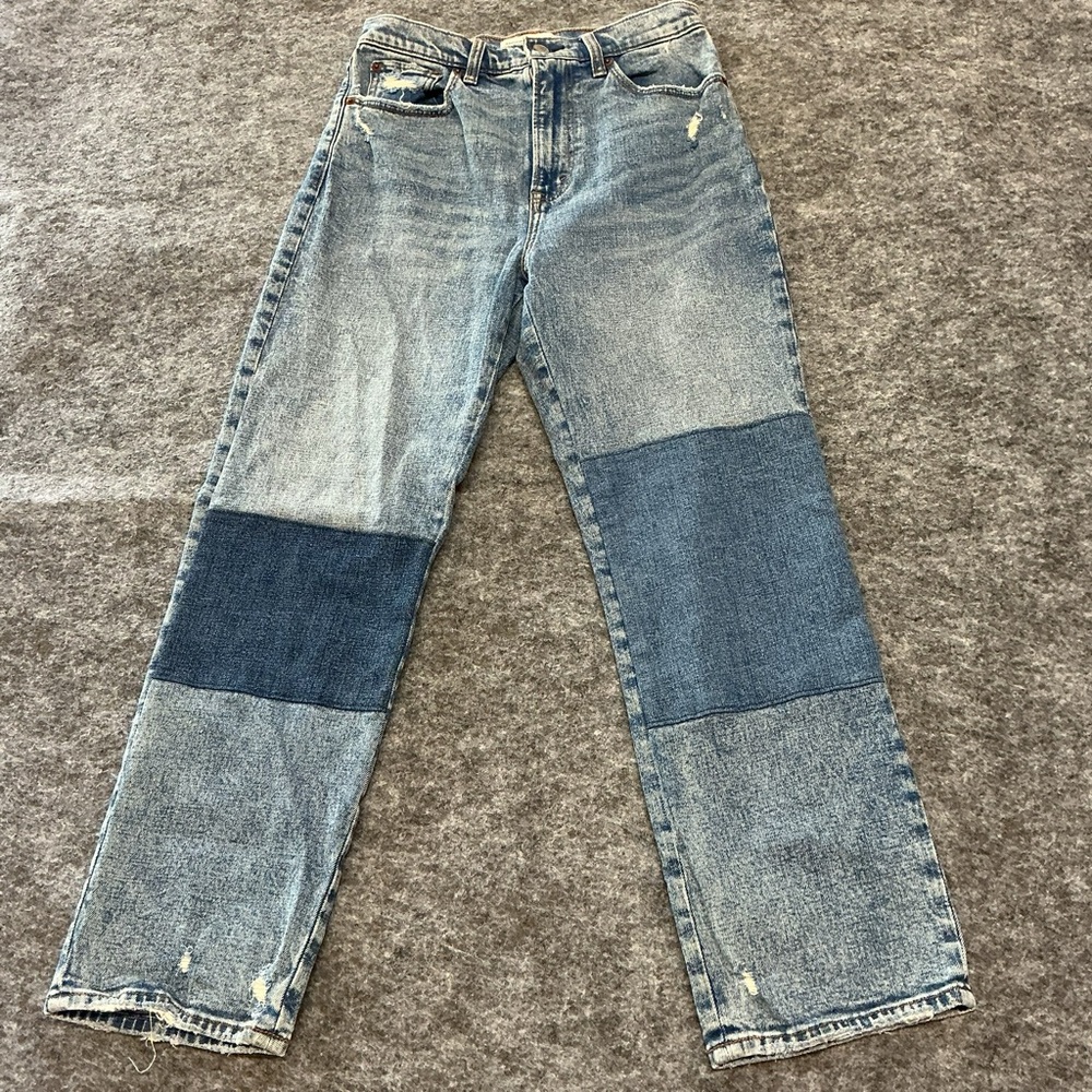 Abercrombie & Fitch The Ankle Straight High Rise Two Toned Denim Jeans - Picture 1 of 3